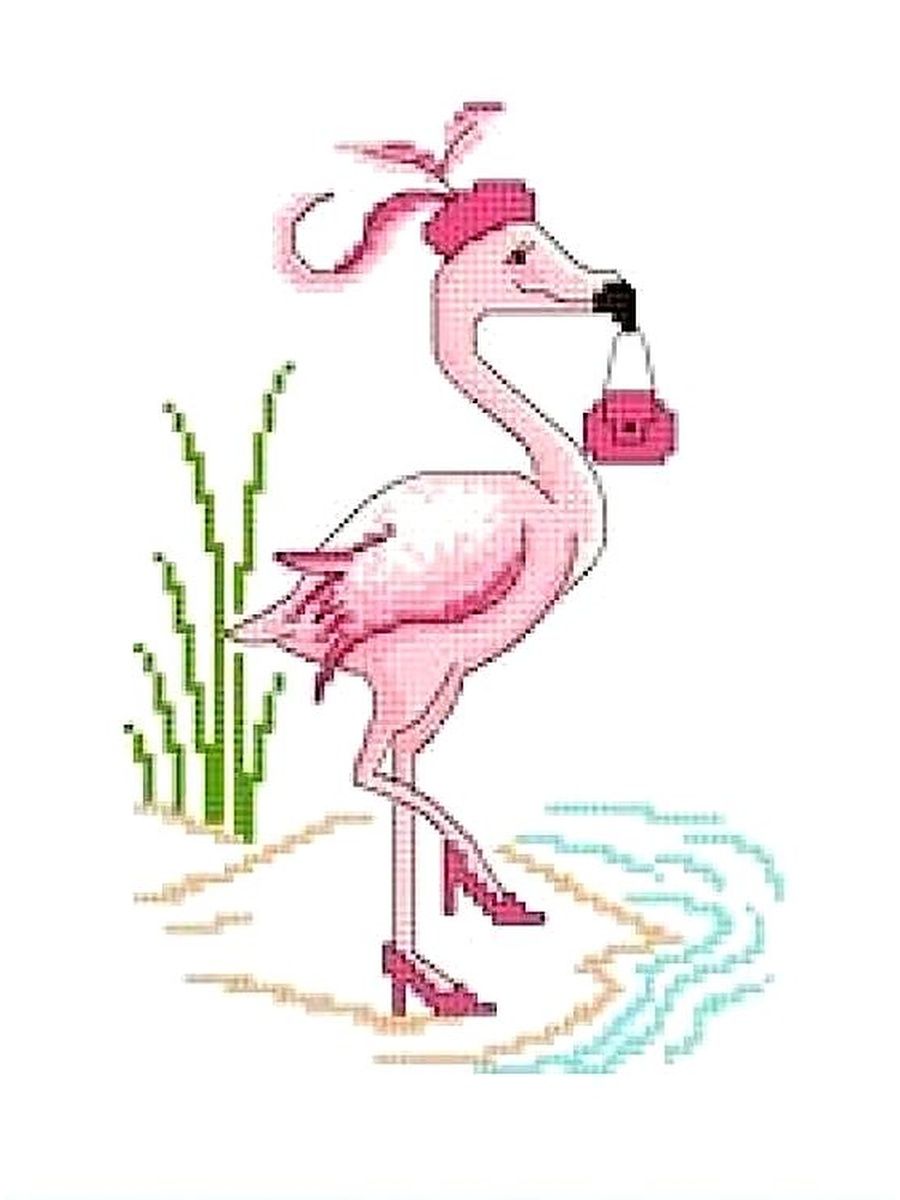 Фламинго, схема на канве