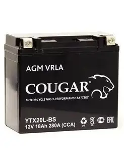 Аккумулятор мотоциклетный AGM 12V 18Ah. YTX20L-BS