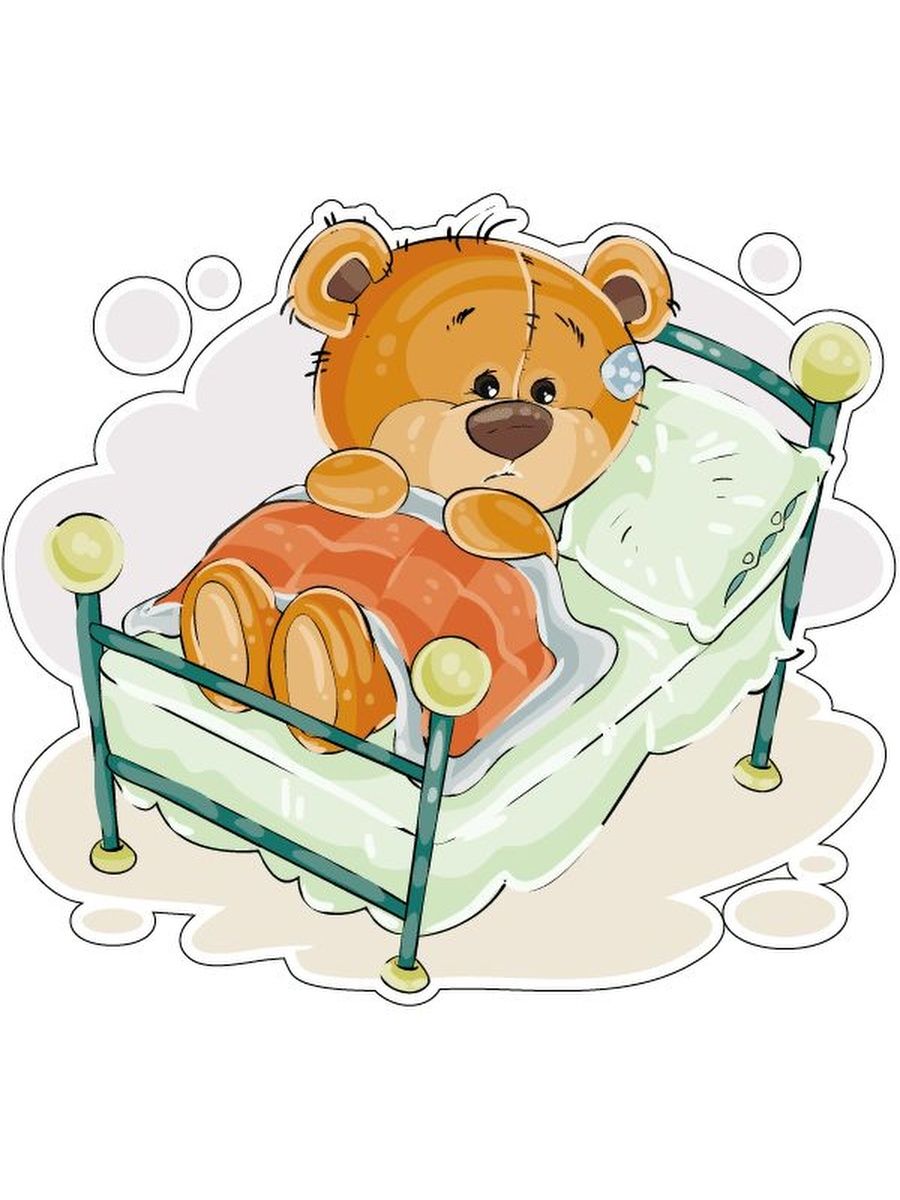 Медвежонок спит в кроватке
