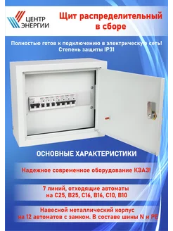 Щит электрический в сборе НКУ 40А-ЩРН-12-IP31