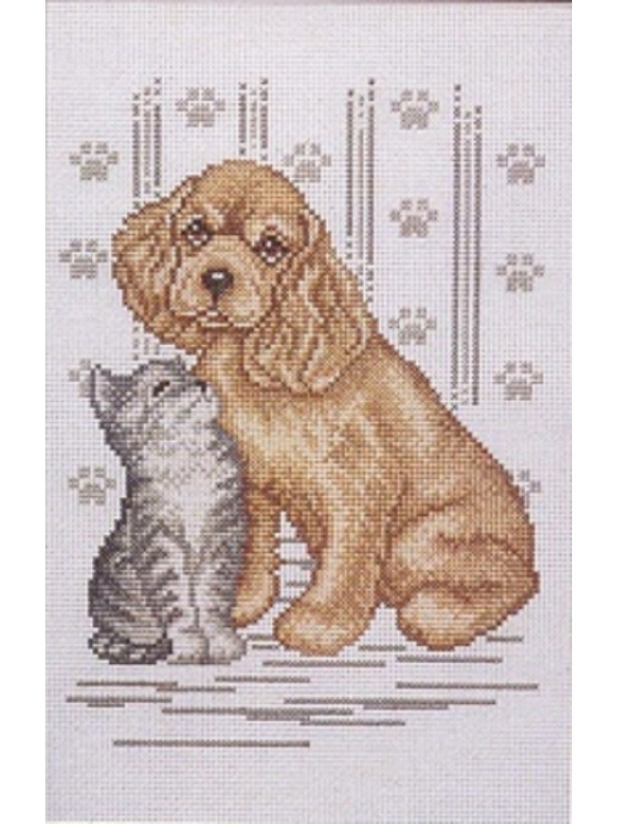 Вышивка крестом схемы собака и кошка