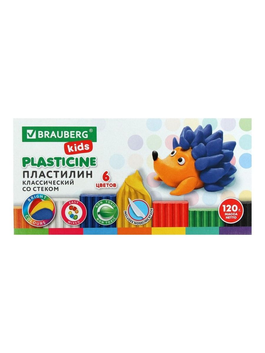 Со кидс. Пластилин 6 цветов 120 г. БРАУБЕРГ арт. 106440.