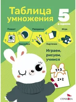 Таблица умножения 5 в 1. Плакат, наклейки, раскраска