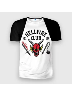 футболка 3d Slim HellFire Club Stranger Things logo